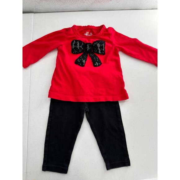 Carters Baby Girls 4-Piece Outfit Set Red Dress Bow Top White Vest Pants 6M - Picture 12 of 16